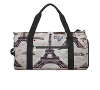 French Paris Tour Eiffel Tower Gym Bag,Waterproof Travel Duffle Bag with Shoe Wet Compartment Tactical Backpack Large Capacity Weekender Overnight Bags for Sports Fitness
