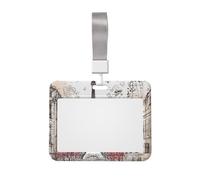 French Paris Tour Eiffel Tower ID Badge Holder with Lanyard Horizontal Hard Plastic ID Card Case with Clear Window, Waterproof Work Badge Sleeve Fashion Card Protector Pouch for Women Men