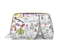 French Paris Tour Eiffel Tower Leather Hand-Held Zipper Makeup Bag Storage Bag Portable Lipstick Pouch Toiletry Bag