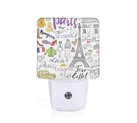 French Paris Tour Eiffel Tower Led Night Light Plug in, Modern Nightlight Dusk to Dawn Sensor Wall Night Lights for Hallway Bedroom Stairway