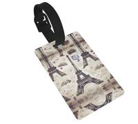 French Paris Tour Eiffel Tower Luggage Tags for Suitcases, PVC Suitcase Tag with Secure Strap Suitcase Identifier with Privacy Name Card for Travel Bag Tags Personalized Baggage Tag for Women Men