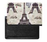 French Paris Tour Eiffel Tower Passport Holder Cover Passport Cover Protector Essentials with Credit Card Slots Slim Travel Wallet Covers Documents Organizer Protector for Man&Women