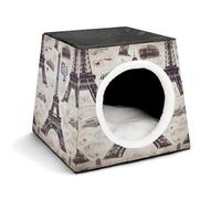 French Paris Tour Eiffel Tower Pet Tent for Small Cats and Dogs,Cat House - Soft Comfort Washable,Dog Bed Open Design Pet Tents Indoor Outdoor Travel