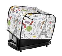 French Paris Tour Eiffel Tower Print 4-Slice Toaster Cover Dustproof Waterproof Appliance Protector Home Kitchen Decor