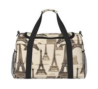 French Paris Tour Eiffel Tower Print Ample Space Travel Duffle Bag Carry On Tote 19.7x13x10.2 in Stylish Tote for Gym