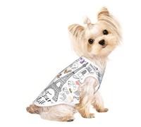 French Paris Tour Eiffel Tower Print Breathable Dog Cat Shirt, Sleeveless Vest, Soft Tank Top For Small Pets