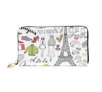 French Paris Tour Eiffel Tower Print Cellphone Credit Card Money Holder Wallet Leather Women Card Wallet Zipper Pocket, Black, One Size, Black, One Size