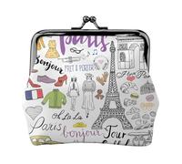 French Paris Tour Eiffel Tower Print Coin Purse Wallet Buckle Kiss Lock Change Purse Change Holder Wallet Coin Purse