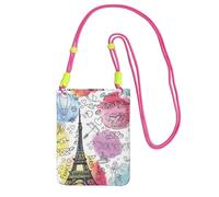French Paris Tour Eiffel Tower Print Crossbody Bag For Women, Mini Phone Purses, Cute Phone Wallet, For Hiking Travel Gift