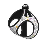 French Paris Tour Eiffel Tower Print Pet Leash Vest For Small Dogs Cats, Adjustable Pet Harness Vest, Outdoor Walking Hiking