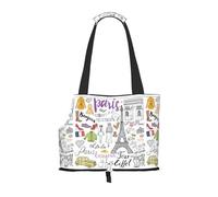 French Paris Tour Eiffel Tower Print Pet Tote Bag, Foldable Portable Single Shoulder Pet Carrier For Small Dogs Cats