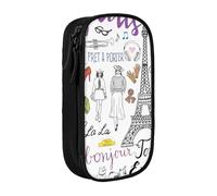 French Paris Tour Eiffel Tower Print Practical Pencil Case Multi-Compartment Office Travel School Art Daily Supplies