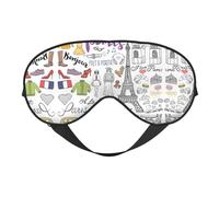 French Paris Tour Eiffel Tower Print Sleep Eye Mask with Adjustable Strap Soft for Airplane Travel Relax Yoga Nap Meditation