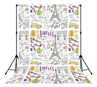 French Paris Tour Eiffel Tower Printed Shooting Backdrop Cloth, Soft Wrinkle Free Background, Versatile Studio Display Prop