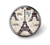 French Paris Tour Eiffel Tower Round Badge 25mm/1 Inch Metal Buttons Round Badge Pin Button Parts Classic Pin Holders Buttons for Shirts Clothes Individualistic Brooch