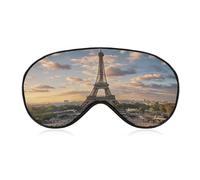French Paris Tour Eiffel Tower Sleep Mask Light Block-Out Eye Mask for Side Sleeper Pressure-Free Soft Night Blindfold with Adjustable Strap Breathable Sleep Eye Cover for Travel