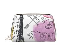 French Paris Tour Eiffel Tower Small Makeup Bag Travel Cosmetic Bag Makeup Pouch PU Leather Portable Versatile Zipper Make up Bag for Women Girls