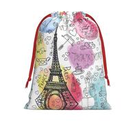 French Paris Tour Eiffel Tower Ultra Soft Velvet Gift Bag, Comfortable To The Touch, Reusable