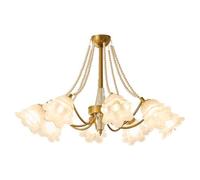 French Pearl Chandelier,D Flower Glass Hanging Light/85Cm