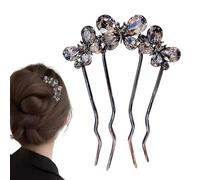 French Pin Rhinestone Four Prong Fashion Updo Style Twist Sticks