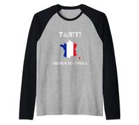 French Polynesia Distressed Flag Tahiti Pride Raglan Baseball Tee