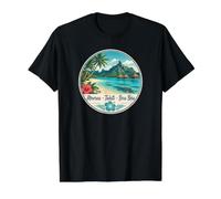 French Polynesia Moorea Tahiti Bora Bora Value Graphic T-Shirt, Men, Black, XL