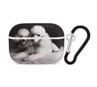 French Poodle Airpod Pro Case AirPods 2 Case for Women Hard Shell Protective Cover with Carabiner Keychain Compatible with AirPods Case 2nd 1st Generation, Front LED Visible White