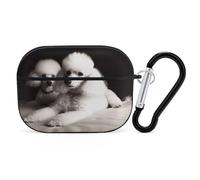French Poodle Airpod Pro Case AirPods 2 Case for Women Hard Shell Protective Cover with Carabiner Keychain Compatible with AirPods Case 2nd 1st Generation, Front LED Visible Black