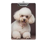 French Poodle Clipboard 8.5×12.5 Inch Acrylic Clip Board with Metal Clip A4 Letter Size Decorative Clipboard Cute Hanging Clipboards for Office, Teacher, Nurse, Doctor,