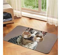 French Poodle Dog Food Mats for Floors, 12x18 Inch Non-Slip Super Absorbent Pet Food Mat, Dishwasher Dog Mat for Food and Water, Cute Rubber Quick Dry Pet Feeding Mat for Dogs Puppy Cats