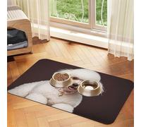 French Poodle Dog Food Mats for Floors, 16x24 Inch Non-Slip Super Absorbent Pet Food Mat, Dishwasher Dog Mat for Food and Water, Cute Rubber Quick Dry Pet Feeding Mat for Dogs Puppy Cats