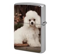 French Poodle Lighter Case Metal Protective Cover with Double-Sided Art Design, Cool Lighters Pouch Shockproof Lighter Cover for Men Women Gifts, Lighters Not Included
