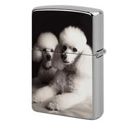 French Poodle Lighter Case Pouch Double-Sided Metal Lighter Sleeve Scratch & Drop Resistant Lighters Protector Fits Standard Kerosene Lighters Pocket Protective Cover for Camping Party