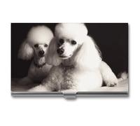 French Poodle Metal Business Card Case for Men Women Slim Pocket Purse Multi Wallet Professional Pocket Card Holder for Name Card Credit Card, style, One Size