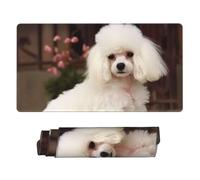 French Poodle Mouse Pad Large Desk Mat XL PU Leather Desk Pad Waterproof Gaming Mousepad Easy Clean Desks Protector Mat Keyboard Mats, Writing Pads for Office Home 29.5 x 16 in