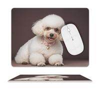 French Poodle Mouse Pad Non-Slip Leather Mousepad Waterproof Gaming Mouse Mat with Non-Slip Rubber Base Portable Square Mouse Pad for Computers Laptop Mouse 8 X 10 Inch