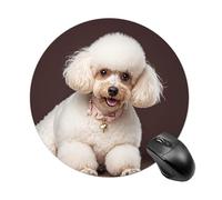 French Poodle Mouse Pad Round Laptop Mouse Mat Cute Computer Mousepad Keyboard Pad Non-Slip Desk Pads for Gaming Office Work Home
