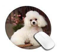 French Poodle Mouse Pad Waterproof Gaming Mousepad with Non-Slip Rubber Base Round Computer Mouse Mat for Office Latop Mousepads Washable Cloth Desk Pad 8 x 8 in