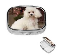 French Poodle Pill Box 2 Compartments Square Pill Box Handbag Pocket Pill Box Portable Travel Pill Box Metal Medicine Vitamin Fish Oil Unique Gift