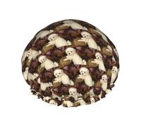 french poodle Print Shower Caps Elastic Reusable Waterproof Bath Caps Double Layer Hair Cap for Women Men