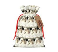 French Poodle Printing Fashion Drawstring Bag With Kraft Tag For Christmas Halloween Party Gift Packaging