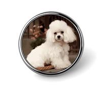 French Poodle Round Lapel Pin Women's Novelty Buttons & Pins Metal Badge Cute Brooch Retro Pinback Badge Fashion Bag Pins for Hat Backpacks Tie Suit Wedding Party Accessory, silver, Circular