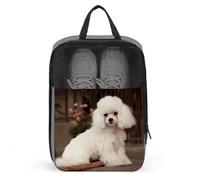 French Poodle Shoe Bag Travel Shoe Organizer Water-Resistant Shoe Pouch with Zipper Sneaker Dust Bag, gray, One Size, Modern
