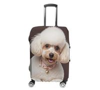 French Poodle Suitcase Covers Luggage Protector - Travel Elastic Baggage Case Protective, Washable Anti-scratch Large Suit Case Cover for Suitcases Fits 19-32 Inch Luggages, white, XL, Flower and