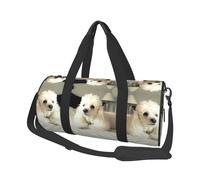 French Poodle Travel Duffel Bag for Women Men,Print Polyester Tote Round Luggage Bag with Shoulder Strap