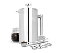 French Press Cafetiere | 1000ml Stainless Steel Coffee Press | Filters/Measuring Spoons/Bag Clip | Double Walled Insulation | 7pc Coffee Gift Set | M&W