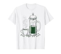 French Press Coffee Maker Line Art Barista Aesthetic Tee T-Shirt