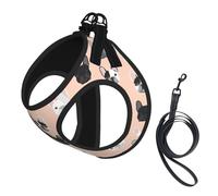 French Print Pet Leash Vest Soft Adjustable Step in Puppy Vest Outdoor Walking with Leash