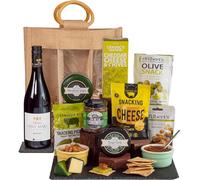 French Red Wine and Cheese Truckle Connoisseur Hamper in a Hessian Bag | A connoisseur's pairing brought together for a wonderfully traditional combination to savour, share and enjoy after dinner