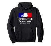 French Republic Marianne Stack White Lettering Distressed Pullover Hoodie